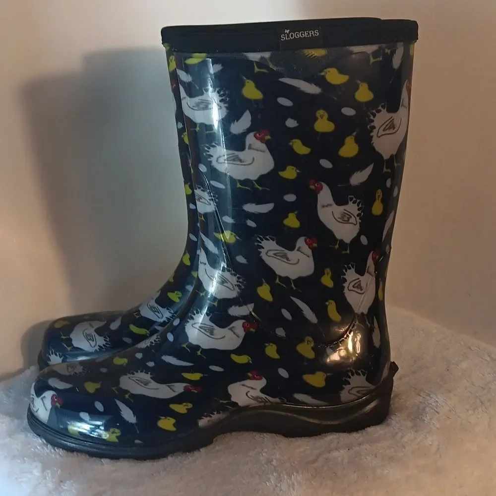 Sloggers Waterproof Chicken Print Rain Boots